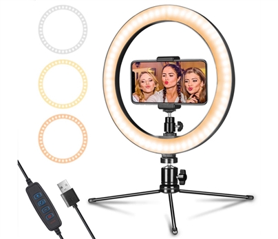 10 Inch Desktop Ring Light with Tripod & Phone Holder
