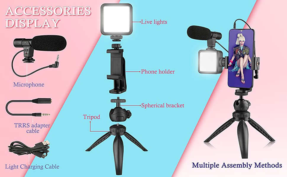 AIXPI Smartphone Camera Video Kit for Vlogging Tripod with Shotgun Microphone, 