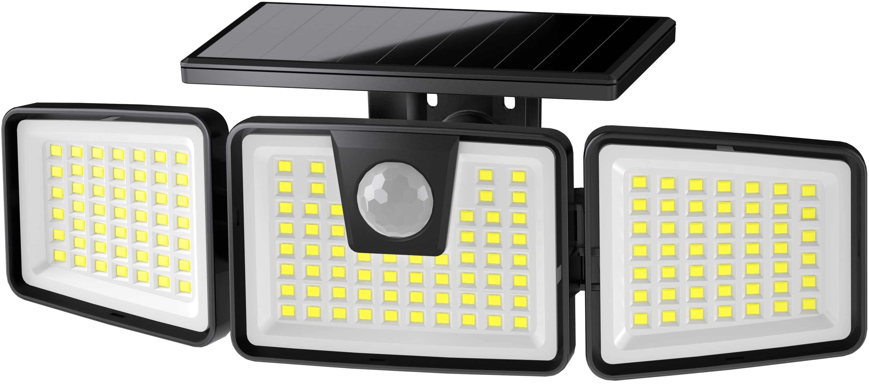 AIXPI  LED three-head rotatable outdoor waterproof human body induction courtyard solar wall lamp 156LED 