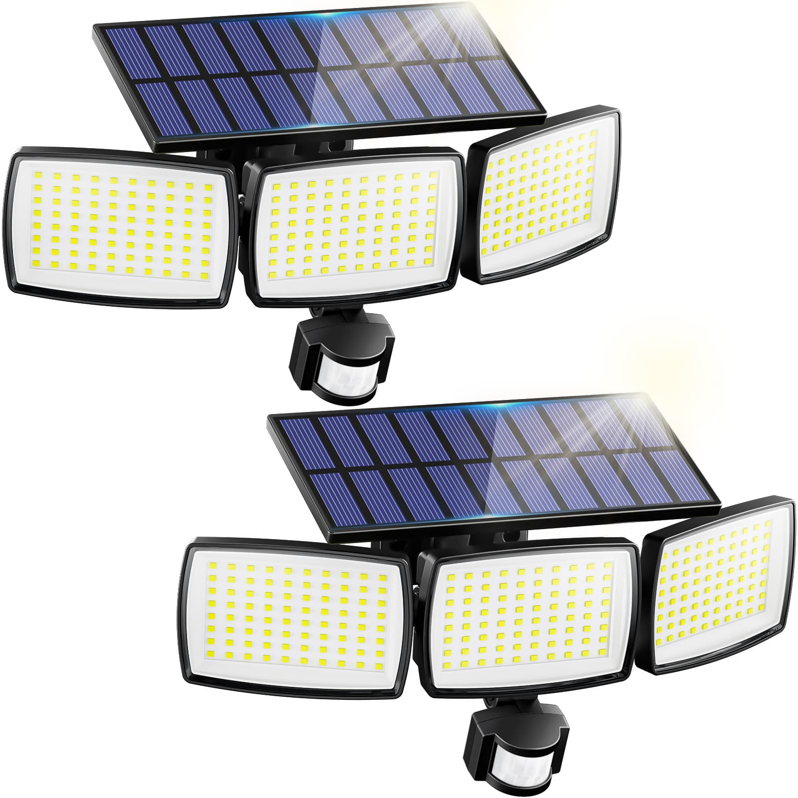 AIXPI JY2318A LED three heads can rotate outdoor waterproof human sensing courtyard solar wall light two 